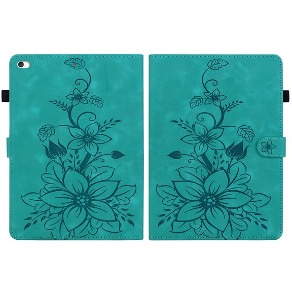 FJLBDE Case foriPad Mini 5 2019/Mini 4 2015 5th/4th Gen 7.9 inch, Embossed Flower Leather Flip Wallet Folio Stand Cover, Green