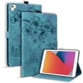 thumbnail image 1 of Case for iPad 6th / 5th Gen (2018 2017), iPad Air 2 / Air 1, iPad Pro 9.7 inch with Stand, Card Slot, Auto Wake/Sleep, Embossed Cat PU Leather Folio Cover with Pen Holder, Green, 1 of 7