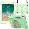 thumbnail image 1 of FJLBDE Case for iPad 6th / 5th Generation (2018 2017), iPad Air 2 / Air 1, iPad Pro 9.7 inch with Butterfly Stand, Protective Cover with Pencil Holder Shoulder Strap for Kids Girls, Beige Green, 1 of 7