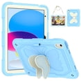 thumbnail image 1 of FJLBDE Case for iPad (A16) 11th Gen 2025/10th Gen 2022 10.9 Inch with Butterfly Stand, Shockproof Protective Tablet Cover with Pencil Holder Shoulder Strap for Kids Girls, Beige Blue, 1 of 7