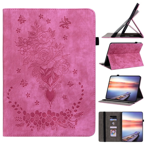 FJLBDE Case for iPad (A16) 11th Gen 2025/ iPad 10th Gen 10.9 Inch 2022, PU Leather Cover Flip Folio Stand Card Slot, Rose