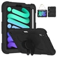 thumbnail image 1 of Case for iPad Mini 7 A17 Pro 2024/Mini 6 2021 8.3 inch 7th/6th Gen with Butterfly Stand, Heavy Duty Rugged Protective Cover with Pencil Holder Shoulder Strap for Kids Girls, Black, 1 of 7