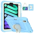 thumbnail image 1 of Case for iPad Mini 7 A17 Pro 2024/Mini 6 2021 8.3 inch 7th/6th Gen with Butterfly Stand, Shockproof Protective Tablet Cover with Pencil Holder Shoulder Strap for Kids Girls, Beige Blue, 1 of 7
