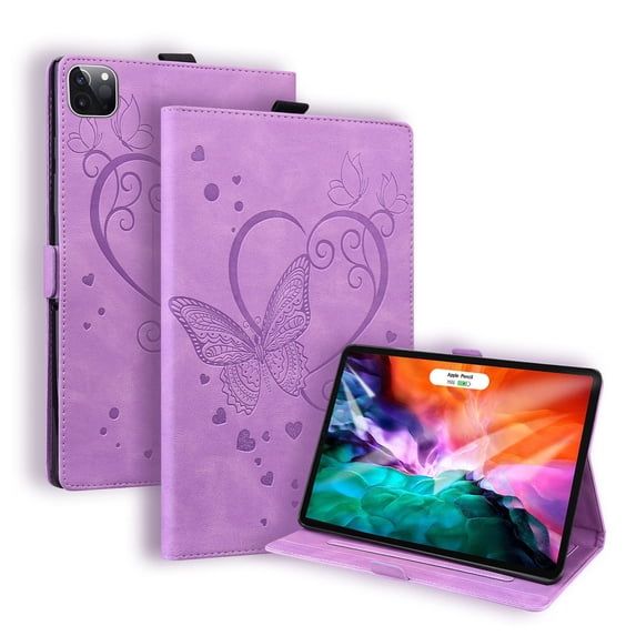 FJLBDE Case for iPad Pro 12.9 Inch (6th/5th/4th/3rd Gen, 2022/2021/2020/2018), PU Leather Folio Stand Magnetic Cases, Card Slot, Auto Wake/Sleep, Pen Holder, Filp Cover, Purple