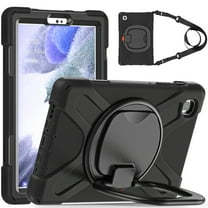 For Samsung Galaxy Tab A7 Lite 8.7 inch SM-T220/SM-T225/SM-T227 Case, 360 Rotatable Handle Stand, Shoulder Strap, Drop-Proof Design, Black