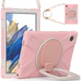 thumbnail image 1 of For Samsung Galaxy Tab A8 10.5 inch SM-X200/SM-X205 Case, 360 Rotatable Handle Stand, Shoulder Strap, Drop-Proof Design, Cherry Pink, 1 of 7