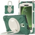 thumbnail image 1 of For Samsung Galaxy Tab Active5/Tab Active3 8 Inch Case, 360 Rotatable Handle Stand, Shoulder Strap, Drop-Proof Design, Emerald Green, 1 of 7