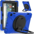 thumbnail image 1 of For Kindle Fire HD 8 Tablet 12th Generation 2022 Release Case, 360 Rotatable Handle Stand, Shoulder Strap, Drop-Proof Design, Blue, 1 of 7