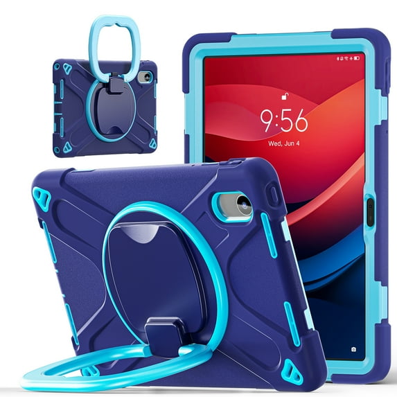 For Lenovo Tab M11/K11 LTE TB-330FU 11 inch Case, 360 Rotatable Handle Stand, Shoulder Strap, Drop-Proof Design, NavyBlue Blue