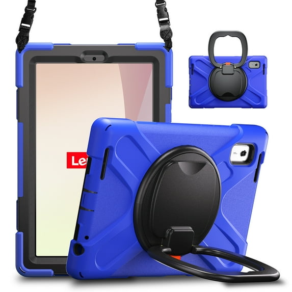 For Lenovo Tab M9 9.0 inch 2023 Released TB-310FU Case, 360 Rotatable Handle Stand, Shoulder Strap, Drop-Proof Design, Blue