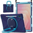 thumbnail image 1 of For Samsung Galaxy Tab S11 Ultra 14.6 inch Case, 360 Rotatable Handle Stand, Shoulder Strap, Drop-Proof Design, NavyBlue Blue, 1 of 7