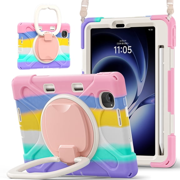 For Xiaomi Pad Mini 8.8 Inch 2025 Case, 360 Rotatable Handle Stand, Shoulder Strap, Drop-Proof Design, Colourful Pink