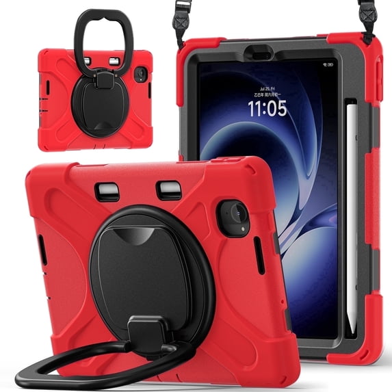 FJLBDE Protective Case for Xiaomi Pad Mini 8.8 Inch 2025, 360 Rotatable Handle Stand, Shoulder Strap, Drop-Proof Design,, Red