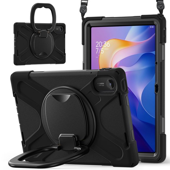 for Xiaomi Redmi Pad 2 11 inch 2025 Case, 360 Rotatable Handle Stand, Shoulder Strap, Drop-Proof Design, Black