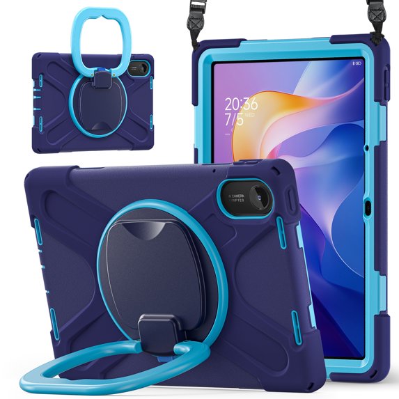 for Xiaomi Redmi Pad 2 11 inch 2025 Case, 360 Rotatable Handle Stand, Shoulder Strap, Drop-Proof Design, NavyBlue Blue