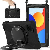 For Xiaomi Redmi Pad SE 8.7 inch 2024 Case, 360 Rotatable Handle Stand, Shoulder Strap, Drop-Proof Design, Black