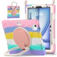 thumbnail image 1 of For iPad Air 11 inch M3 2025/M2 2024 Case, 360 Rotatable Handle Stand, Shoulder Strap, Drop-Proof Design, Colourful Pink, 1 of 7