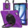 thumbnail image 1 of For iPad Air 13 inch M3 2025/M2 2024 Case, 360 Rotatable Handle Stand, Shoulder Strap, Drop-Proof Design, Purple, 1 of 7