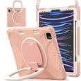 thumbnail image 1 of For iPad Pro 12.9 inch 2022/2021/2020/2018 Case, 360 Rotatable Handle Stand, Shoulder Strap, Drop-Proof Design, Rose Gold, 1 of 7
