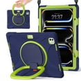 thumbnail image 1 of For iPad Pro 13 inch M5 2025/M4 2024 Case, 360 Rotatable Handle Stand, Shoulder Strap, Drop-Proof Design, NavyBlue Lime, 1 of 7