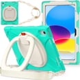 thumbnail image 1 of For iPad (A16) 11th/10th Gen 11/10.9 inch 2025/2022 Case, 360 Rotatable Handle Stand, Shoulder Strap, Drop-Proof Design, Mint Green, 1 of 7