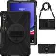 thumbnail image 1 of For Samsung Galaxy Tab S10 Plus/S9 FE+/S9 Plus Case 12.4 inch SM-X820/SM-X610/SM-X810, 360 Hand Strap, Shoulder Strap, Kickstand, Rugged Drop Protection, Black, 1 of 7