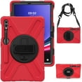 thumbnail image 1 of For Samsung Galaxy Tab S10 Plus/S9 FE+/S9 Plus Case 12.4 inch SM-X820/SM-X610/SM-X810, 360 Hand Strap, Shoulder Strap, Kickstand, Rugged Drop Protection, Red, 1 of 7