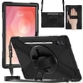thumbnail image 1 of For Samsung Galaxy Tab S11 Ultra Case 14.6 inch SM-X930/SM-X936B, 360 Hand Strap, Shoulder Strap, Kickstand, Rugged Drop Protection, Black, 1 of 7