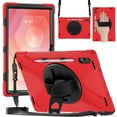 thumbnail image 1 of For Samsung Galaxy Tab S11 Ultra Case 14.6 inch SM-X930/SM-X936B, 360 Hand Strap, Shoulder Strap, Kickstand, Rugged Drop Protection, Red, 1 of 7