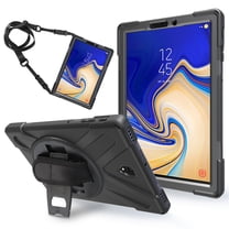 For Samsung Galaxy Tab S4 Case 10.5 inch SM-T830/T835/T837, 360 Hand Strap, Shoulder Strap, Kickstand, Rugged Drop Protection, Black