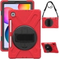 thumbnail image 1 of for Samsung Galaxy Tab S6 Lite Case 10.4 inch SM-P610/P613/P615/P619, 360 Hand Strap, Shoulder Strap, Kickstand, Rugged Drop Protection, Red, 1 of 6