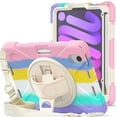 thumbnail image 1 of For iPad Mini 7th/6th Generation Case 8.3 inch 2024/2021, 360 Hand Strap, Shoulder Strap, Kickstand, Rugged Drop Protection, Colourful Pink, 1 of 6