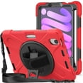 thumbnail image 1 of For iPad Mini 7th/6th Generation Case 8.3 inch 2024/2021, 360 Hand Strap, Shoulder Strap, Kickstand, Rugged Drop Protection, Red, 1 of 6