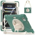 thumbnail image 1 of For iPad Pro 11 M4 2024/iPad Pro 11 M5 2025 Case 11 inch, 360 Hand Strap, Shoulder Strap, Kickstand, Rugged Drop Protection, Emerald Green, 1 of 7