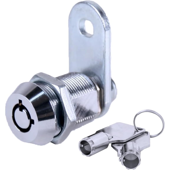 FJM Security 2400AM-KA Tubular Cam Lock with 7/8" Cylinder and Chrome Finish, Keyed Alike