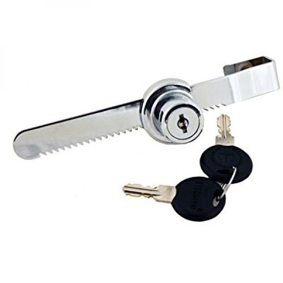 FJM Security MEI-0220-KA Sliding Door Ratchet Lock with Chrome Finish, Keyed Alike