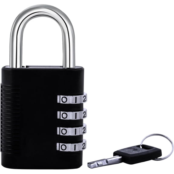 SX-575 4-Dial Combination Disc Padlock, High Security Combination Lock, Indoor, Outdoor Storage Cabinet Padlock, Durable Locker Lock, for Home Improvement, with Shielded Hardened Steel Shackle,Chrome