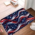 thumbnail image 1 of FJPT American Flag Wavy Design Non Slip Flannel Polyester Floor Mat For Bathroom Kitchen Bedroom Decor 16x24 inch, 1 of 5
