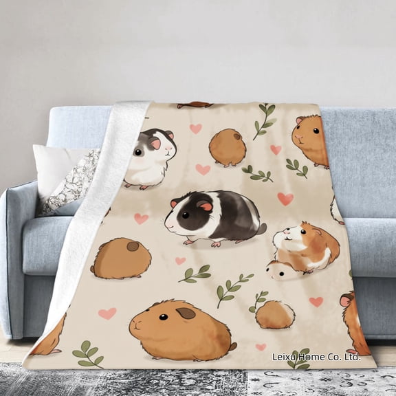 FJPT Cute Guinea Pig Pattern Flannel Blanket For Winter Gift Home Sofa Bed Decoration 40x50 inch