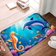 thumbnail image 1 of FJPT Dolphin And Seahorse Ocean Theme Non Slip Flannel Floor Mat Kitchen Mat For Bathroom Kitchen Bedroom Decor 24x16 inch, 1 of 5