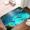 thumbnail image 1 of FJPT Dolphin Ocean Scene Non Slip Flannel Floor Mat Kitchen Mat For Bathroom Kitchen Bedroom Decor 24x16 inch, 1 of 5