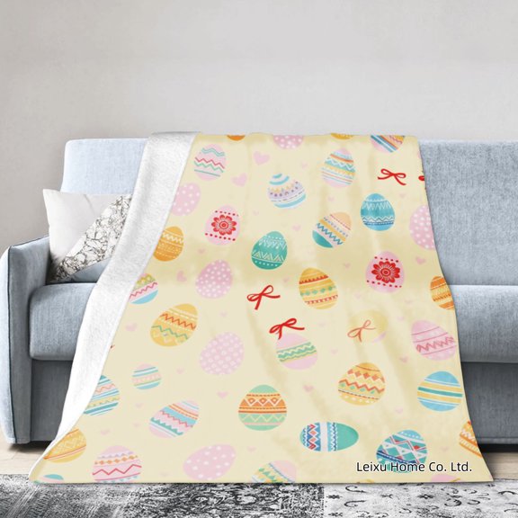 FJPT Easter Egg Pattern Flannel Blanket For Winter Gift Home Sofa Bed Decoration 40x50 inch