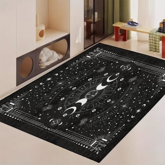 FJPT Mystic Moon Phase Celestial Design Soft Small Area Rugs Non Slip Indoor Floor Carpet for Living Room Bedroom Decor