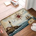 thumbnail image 1 of FJPT Nautical Lighthouse Compass And Sailboat Non Slip Flannel Polyester Floor Mat For Bathroom Kitchen Bedroom Decor 16x24 inch, 1 of 5