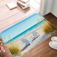 thumbnail image 1 of FJPT Non Slip Flannel Polyester Floor Mat Beach Scene With Lounge Chairs And Grass For Bathroom Kitchen Bedroom Decor 16x24 inch, 1 of 5