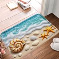 thumbnail image 1 of FJPT Non Slip Flannel Polyester Floor Mat Beach Theme With Seashells And Starfish For Bathroom Kitchen Bedroom Decor 16x24 inch, 1 of 5