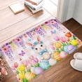 thumbnail image 1 of FJPT Non Slip Flannel Polyester Floor Mat Easter Bunny Flowers And Eggs Design For Bathroom Kitchen Bedroom Decor 31.5x19.7 inch, 1 of 5