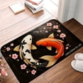 thumbnail image 1 of FJPT Non Slip Flannel Polyester Floor Mat Koi Fish And Cherry Blossom Design For Bathroom Kitchen Bedroom Decor 16x24 inch, 1 of 5