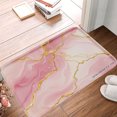 thumbnail image 1 of FJPT Non Slip Flannel Polyester Floor Mat Pink Gold Marble Design For Bathroom Kitchen Bedroom Decor 31.5x19.7 inch, 1 of 5
