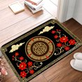 thumbnail image 1 of FJPT Non Slip Flannel Polyester Floor Mat With Traditional Chinese Design Red Flowers And Golden Patterns For Bathroom Kitchen Bedroom Decor 31.5x19.7 inch, 1 of 5